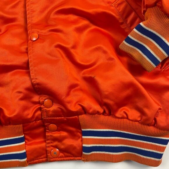 Vintage Warren Michigan Local 909 UAW Union Satin Orange Bomber Work Jacket - Picture 3 of 8